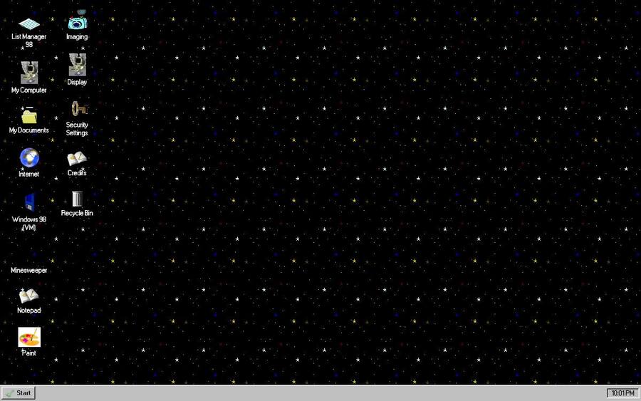 A 1990s-styled desktop of game icons