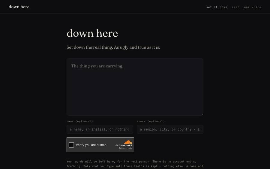 Down Here, a single writing surface headed set down the real thing